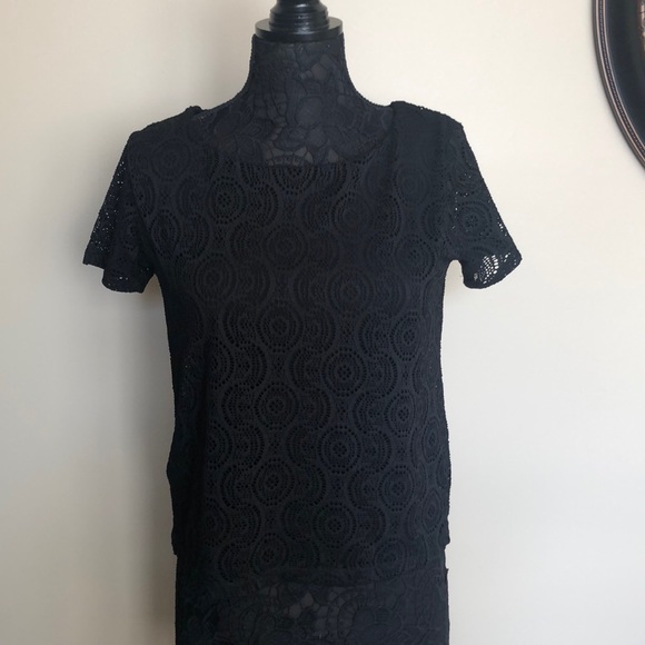 Black Lacey short sleeve top - Picture 1 of 3